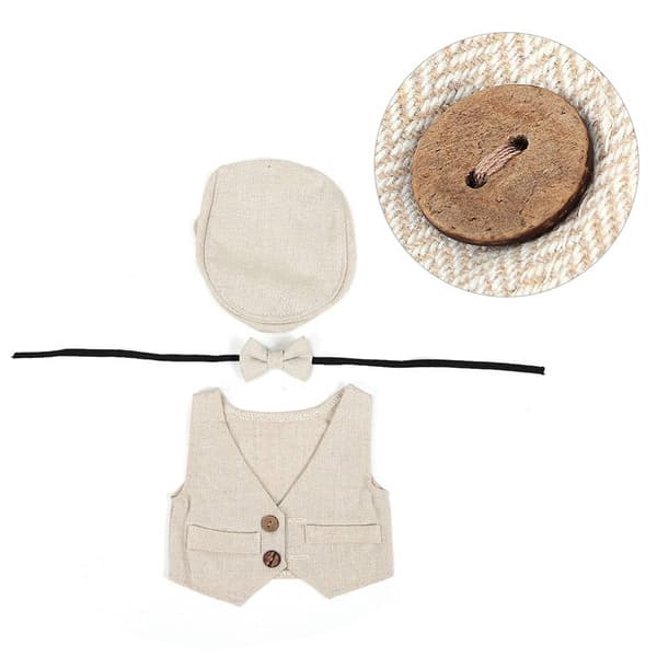 Tredelad väst Barnfotografering Bomullsull Klädset för 0-1 Månad Baby (Beige)