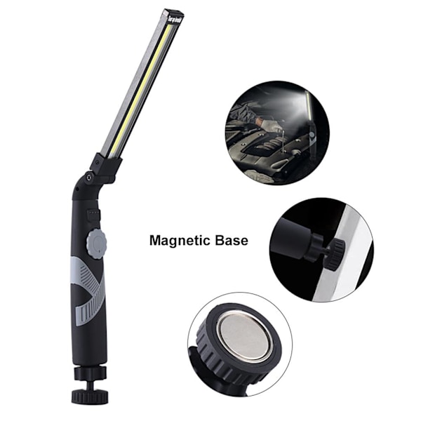 Multifunksjonell justerbar arbeidslys LED lommelykt sammenleggbar COB arbeidslys oppladbar magnet inspeksjonslys