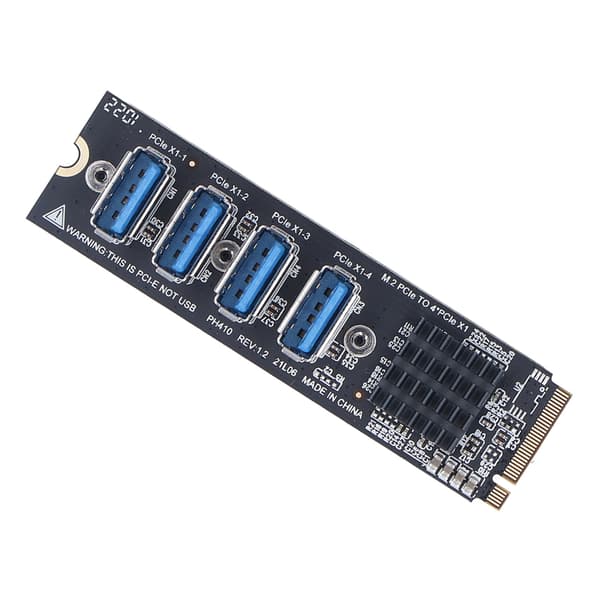 Pcie udvidelseskort M.2 Mkey PCIE til 4-ports PCIE X1 udvidelseskort til stationær computer til OS til Windows til Linux