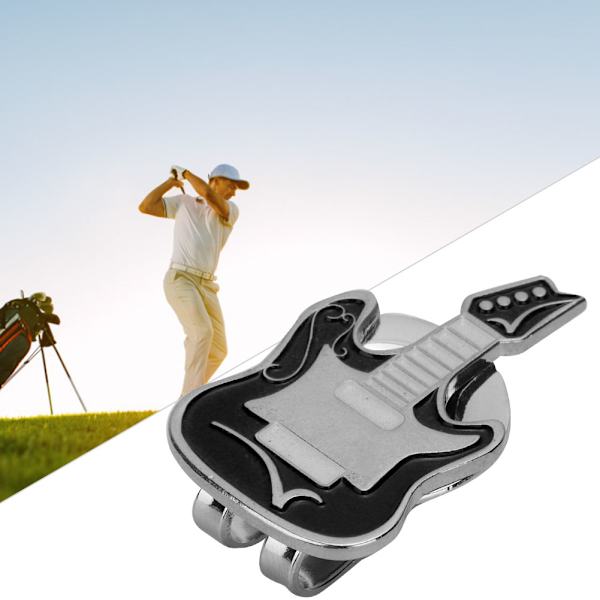 Metallisk magnetisk golfkeps hatt visir klämma bollmarkör tillbehör (svart gitarr)