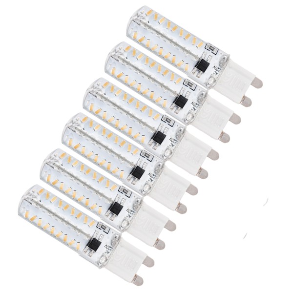6 stk. G9 pære 72LED lille pære 5W 220V silikone loftslampe væglampe pære til hjem varmt lys
