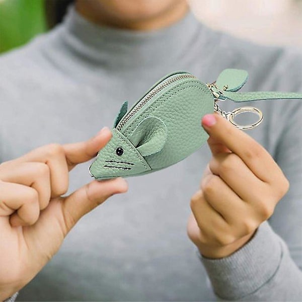 Vihreä Lehmännahkainen Vetoketjullinen Lompakko Naisille Pehmeä Hiirennahka Design