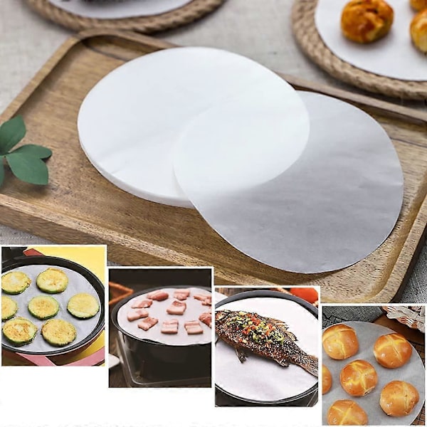 8 tommer Bagepapir Cirkler 100 stk Runde Kageforme Bagepapir Non-stick Runde Fedttætte Papirark til Kageforme Patty Separati
