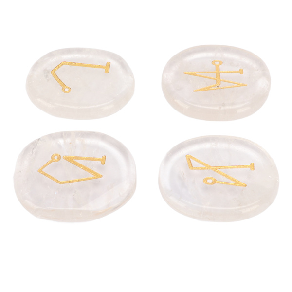 Rune Stones Portable Healing Crystal Chakra Stones Häxa Rune Stone för Reiki Balans Meditation Vit