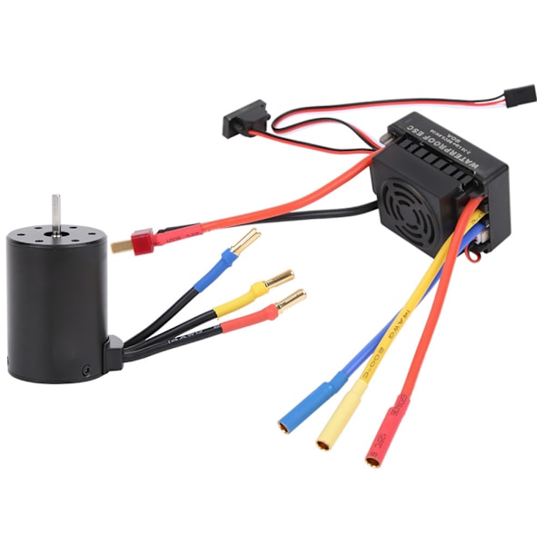 Vanntett børsteløs motor 3650 3500KV med 60A ESC-sett 4mm Golden Banana Plug for 1/10 RC-bil
