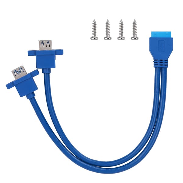 USB3.0 19PIN TIL 2AF Front Motherboard Panel Monteringskabel med Skruehul (0,3 m)