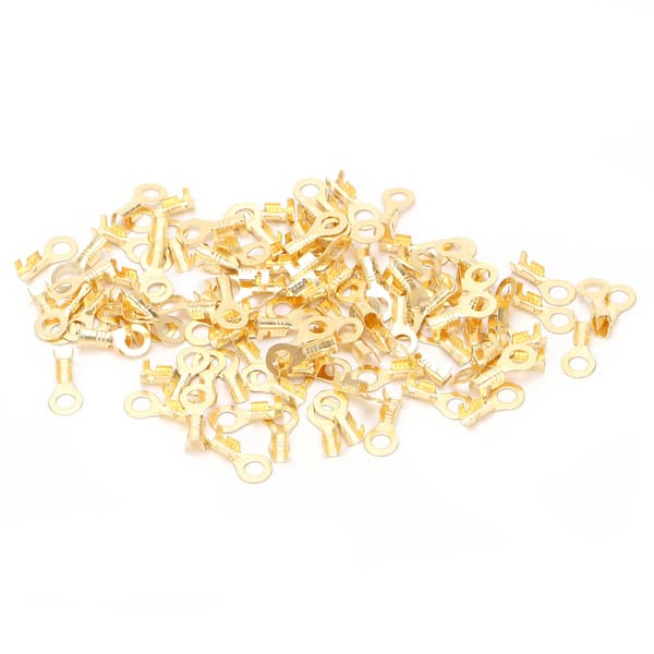 100 stk. ringterminaler i messing, koldpressede kabelkrympeender, stik M4 4,2 mm