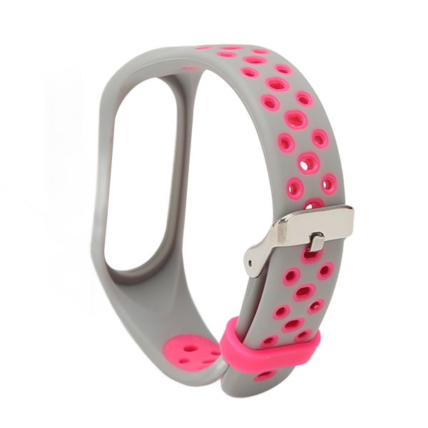 Ersättningsarmband Fullt skydd Justera Storlek Mjuk Silikon Smart Armbandsrem för Mi Band 7 Grå Rosa