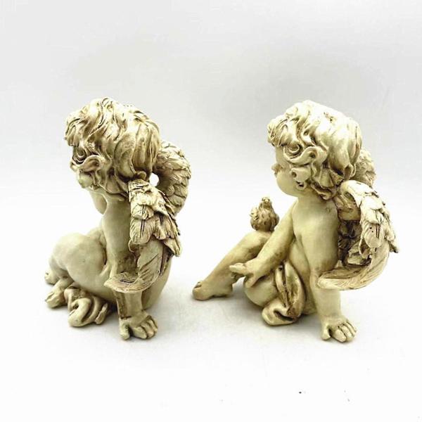Englefigur Sød Kreativ Dekorativ Harpiks Ornament til Hjemmet Altan Græsplæne Stil A
