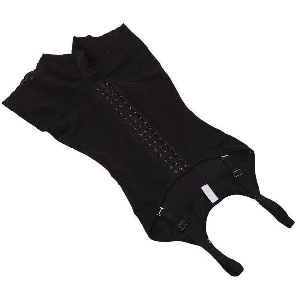 Lår slankere bodysuit Shaper Blondesting Krog og øje lukning Elastisk Kvinder Corset Shapewear Sort XL