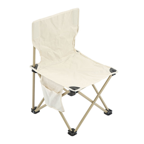 Fällbar stol förhindrar halkning Lätt bärbar campingstol med förvaringsväska för fiske picknick grill beige L