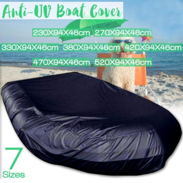Vandtæt oppustelig bådcover - Universal støvtæt UV-resistent kajak gummibåd opbevaringspose 420*94*46cm sort