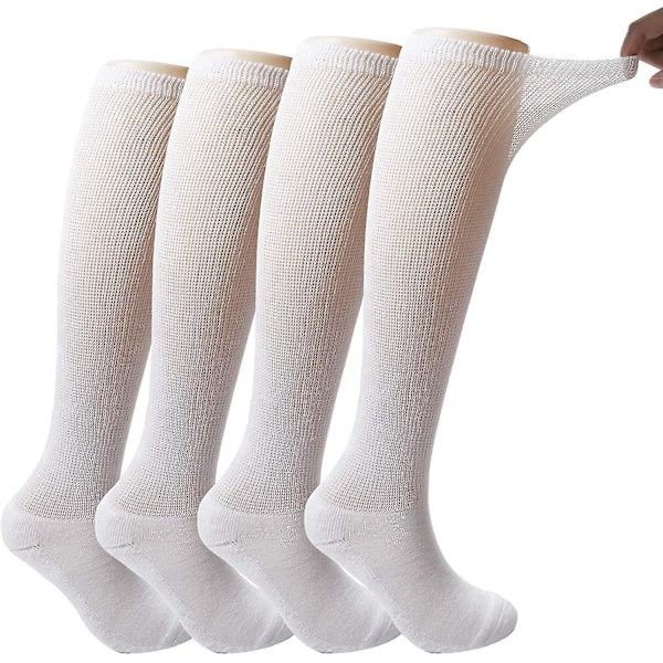 Extra breda diabetiska bambustrumpor över knäet - 4-pack, dämpad sula