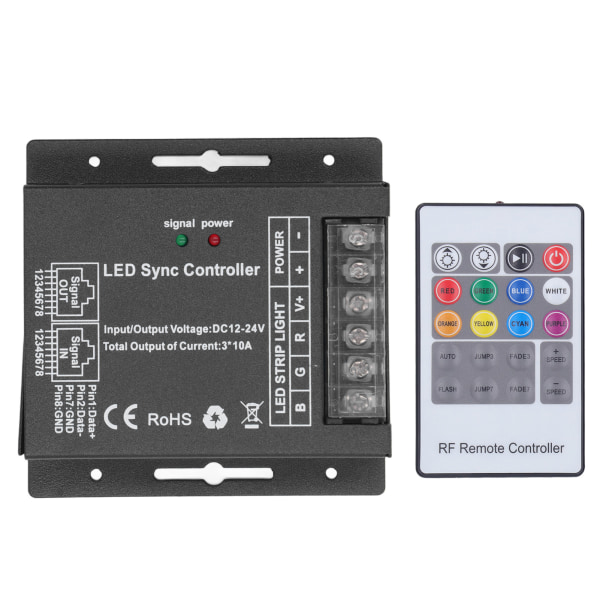 RGB-dimmerkontroller LED-dimmermodul 24-tasters fjernkontroll for LED-striper DC 12V-24V