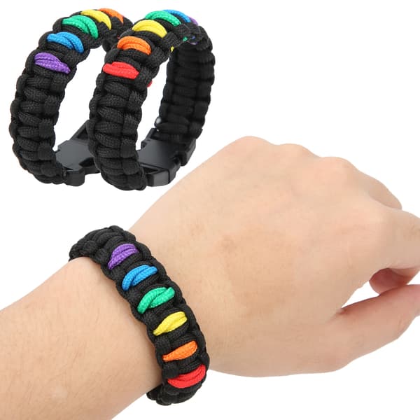 2 st Utomhus Säkerhetsrep Fallskärmslina Stickarmband med Sju Kärntillbehör