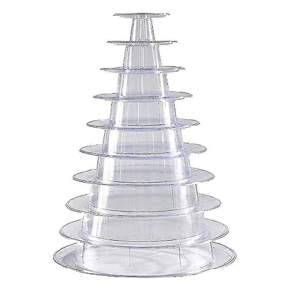 6-lags Rund Macaron Tårn Stand i Plastik - Display Stand til Dessert - Macarons Holder 10-lags