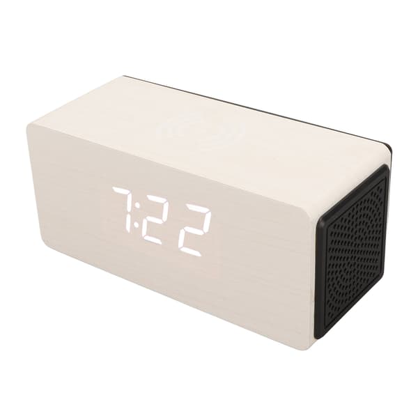 Hvid Træ Ur Intelligent 4 Gear Lysstyrke Bluetooth 15W Træ LED Ur til Børn
