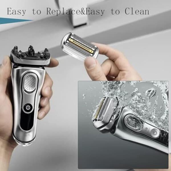Braun Series 9 barberhode, kompatibelt med Braun Series 9 barberhode, sølvfarget reservedel for elektrisk barberhode, erstatning Silver-coloured