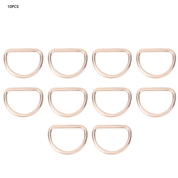 15 mm 10 STK D-ringe Justeringsløkke Legering d-ring til tasketøj Bæltestrop Webbing (guld)