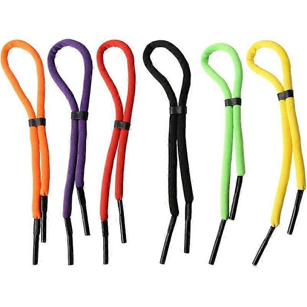 6 flytende solbrillestropper, justerbare rammer, sklisikre flytende stropper