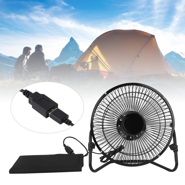 Utendørs camping sommerfiske 8 tommers USB solpanelvifte med 8W solpanel sammenleggbar veske Mobiltelefonlader for innendørs kontorrekvisita