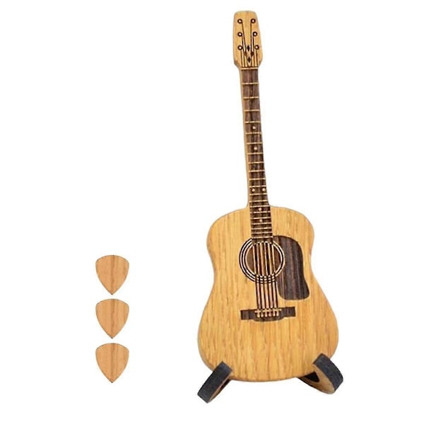Akustisk gitarrplektrumbox i trä med ställ, portabel handgjord förvaringsbehållare för gitarrplektrum