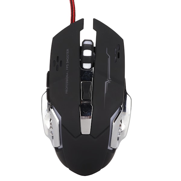 RGB kablet gamingmus med sideknapper, 1200 DPI, RGB-åndedrætslys, USB-mekanisk gamingmus