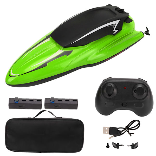 Fjernbetjening Båd RC Skib Vandtæt Høj Hastighed Speedbåd Model Legetøj til Over 8 År Gammel Grøn 3Pcs Batteri