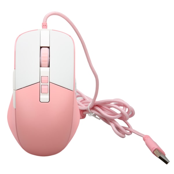 Kablet mus Ergonomisk strømlinjeformet kul RGB Optisk sensor Gaming Mekanisk mus for hjemmekontor Rosa Hvit