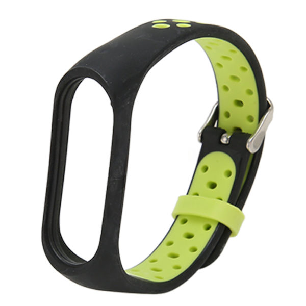 Ersättningsarmband Fullt skydd Justera Storlek Mjuk Silikon Smart Armbandsrem för Mi Band 7 Svart Grön