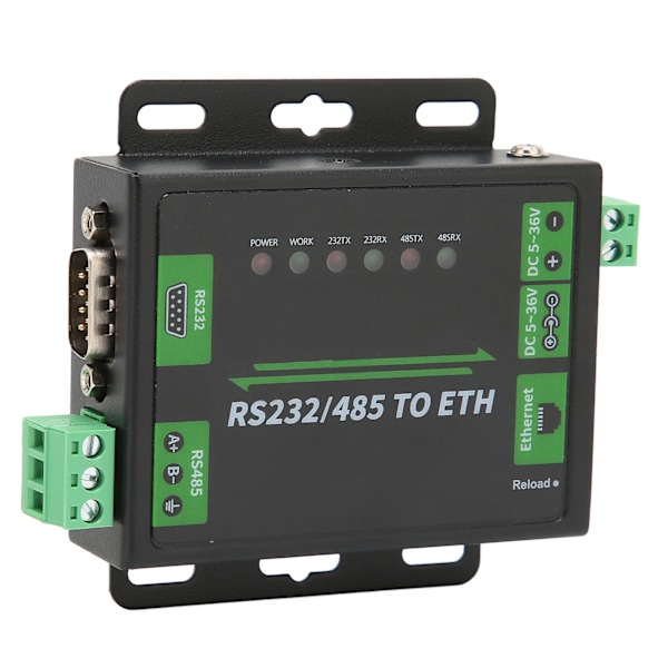 RS232/RS485 til Ethernet-konverter Dobbel seriell port Høy hastighet Lavt strømforbruk Høy stabilitet Datamaskintilbehør 100V‑240VUS-plugg
