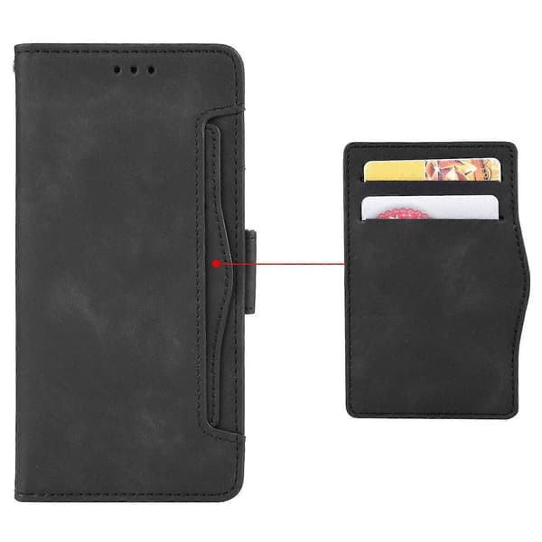 For HTC U23 Pro 5G Phone Case in PU Leather with Multiple Card Slots and Stand Wallet Black