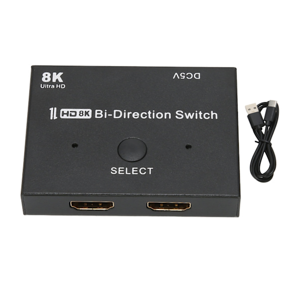 HD Multimedia Interface Switch 48 Gbps 2x1/1x2 Dubbelriktad Splitter Stöder 8K 60Hz/30Hz 4K 120Hz/60Hz
