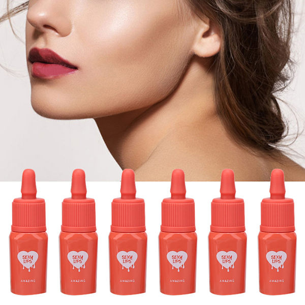 6 st/set nappflaska form långvarig läppmakeup läppstift set läppglans kit