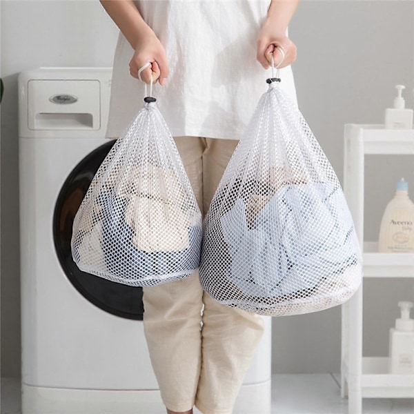 Stor Tvättsäck Mesh Organizer Smutsig Nät BH Strumpor Underkläder Skor Förvaring Tvättmaskinskydd -GSLA ZD L Finmaskig 40x50
