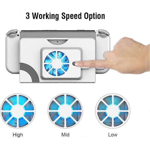 Ekstern Køleventilator til Switch OLED, 3 Hastighedsindstillinger Varmeafledning Køler Erstatning Bagcover Kompatibel med Nintendo Switch OLED Dock