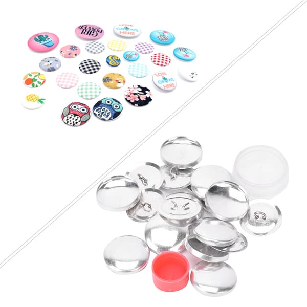 Stoffpose Dekk Knapper Kit Rund Knapp Base DIY Håndlaget Håndverk Spenne Verktøy 25MM