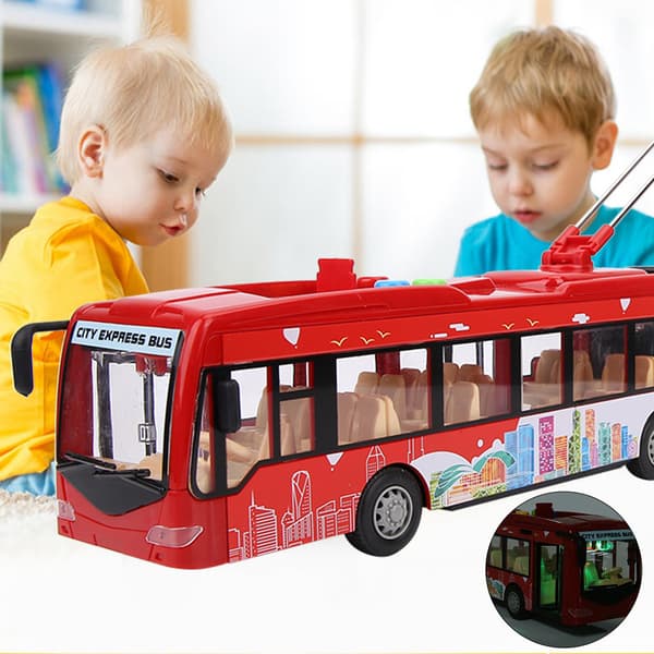 Elektronisk Stadsbuss Musik Ljus Bil Pedagogisk Leksak för Barn Barn Tröghet Trafikmodell