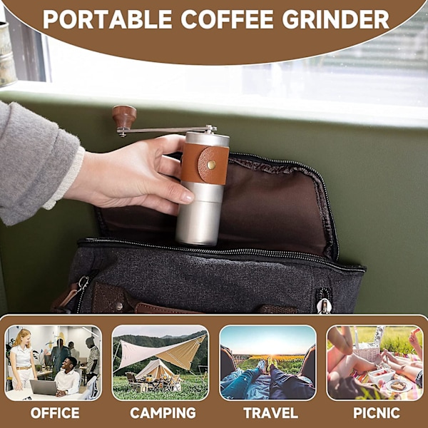 Mini Håndkvern i Rustfritt Stål med Keramisk Kvern - Bærbar Håndkvern for Kaffe Ideell for Camping