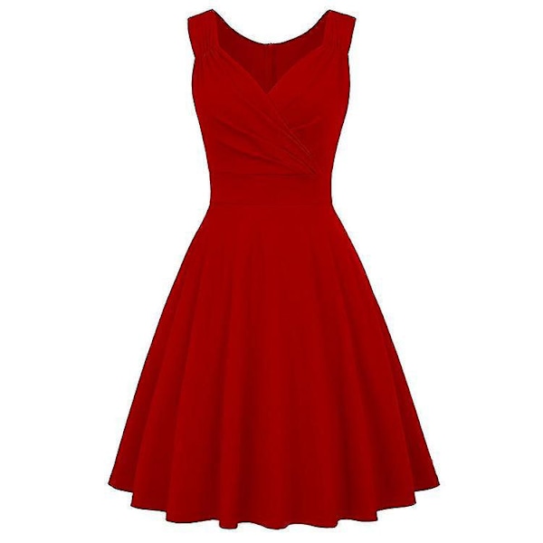 Retro Rockabilly Klänningar för Kvinnor L Röd