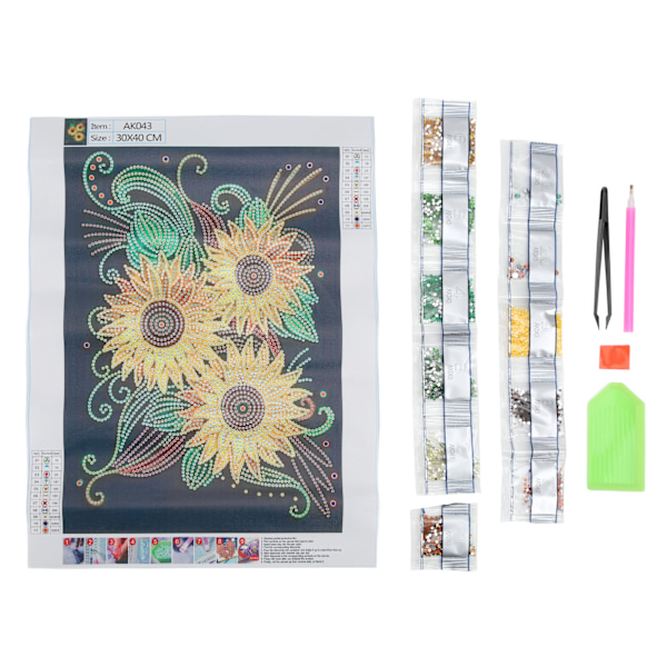 Shiny Sunflower Rhinestone Painting Kit - DIY Home Wall Decoration 5D Art (30x40cm)