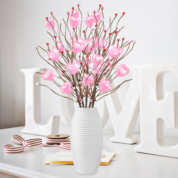 Valentinsdag dekorative blomstergrene (4 stk) - 50 cm jern + skum