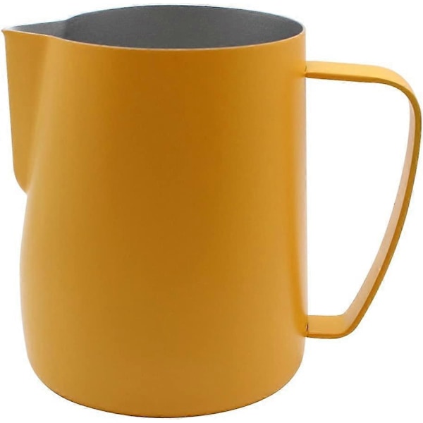Melkekanne i rustfritt stål, dampkanne, egnet for kaffe, latte og melkeskumming 600ml Gul