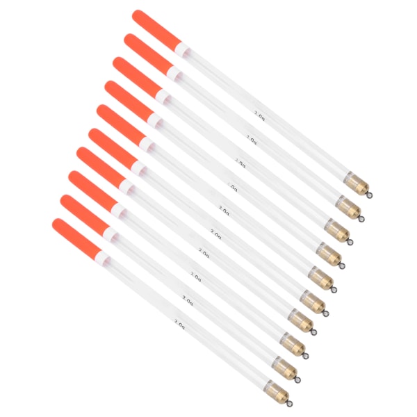 10 st hållbara plastfiskeflottor Bobber Stick Tube Multi fiskfoderbeten Tillbehörssats (2.0 transparent)