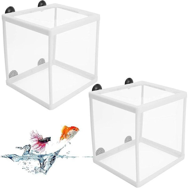 Akvarie Opdrætsnet 2 stk. Fiskeopdrætsboks Akvarie Rugeri Isolationsboks Akvariefiskeinkubator Babyfisk Separationsnet med 8 stk. Sugekopper