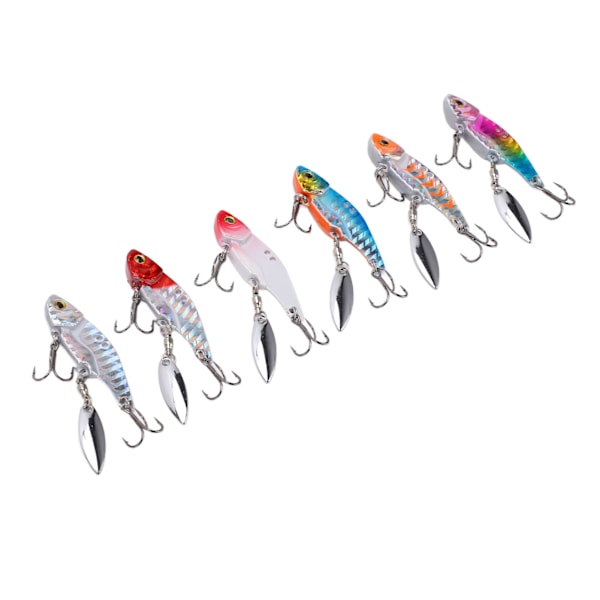 6 st 5 cm metall konstgjord vib fiskedrag streamline design 3D ögon sjunkande skedbete