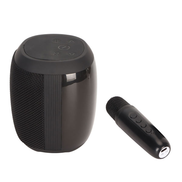Mikrofonin Bluetooth-kaiutin RGB-valolla Mini-karaokekone, jossa yksi mikrofoni kotitalousjuhliin, musta