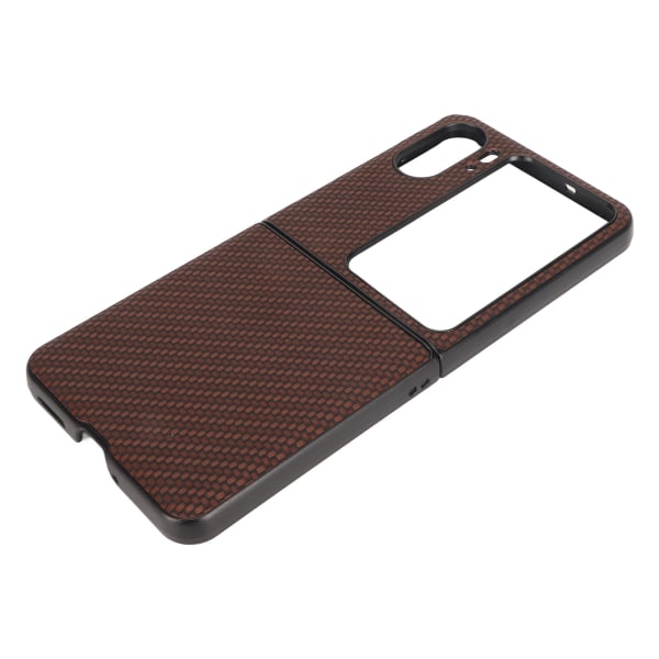 Carbon Fiber Texture Folding Telefon Case Mobiltelefon Cover för Oppo Find N2 Flip Brown