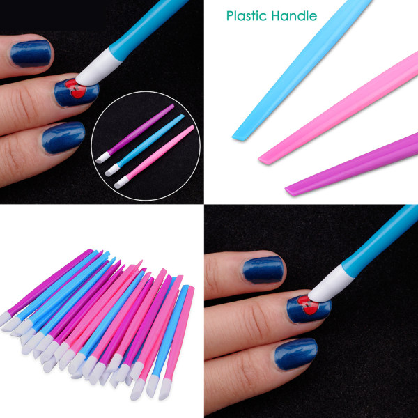 30 stk Nail Cuticle Pusher Tipped Plast Handtak Nail Art Tool PVC Tipped Nail Cleaner