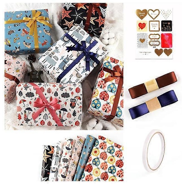 Presentpapper Sött Tecknat Leksak Omslagspapper Födelsedagspresent Omslag DIY Papper Student Sovsal Tapet Väska Bokomslagspapper
